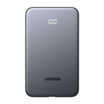 Ugreen Prenosna baterija 10000mAh PB526 USB + USB-C, 20W, vgrajen kabel (siva)