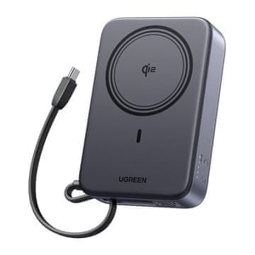 Ugreen PB567 20000mAh magnetna prenosna baterija, USB + USB-C, Qi2 15W (siva)