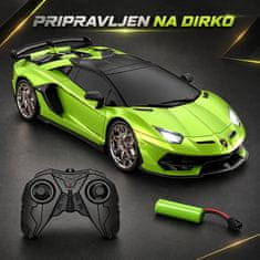 JOJOY® Daljinsko voden RC avto Lamborghini Aventador SVJ, uradno licenciran, polnilna baterija, LED žarometi, ABS plastika | VENOX