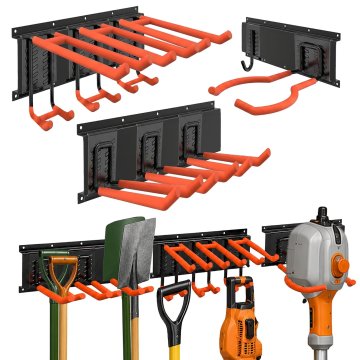 Northix 8-delni komplet stenskih kavljev, črno/oranžna, jeklo in PVC