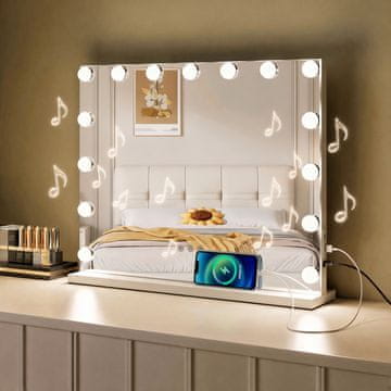 S6 Steklarstvo Šest Make-up LED OGLEDALO S6H01B, 58 x 46 cm, Bluetooth, kozmetično namizno ogledalo za ličenje, Hollywood ogledalo LED