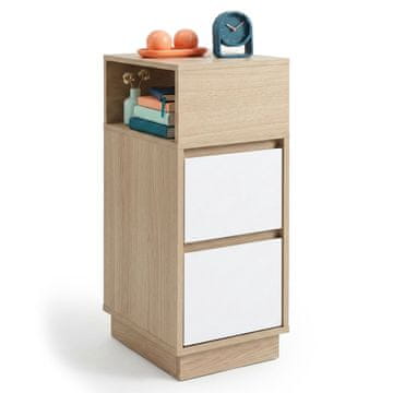 Northix Bela ozka nočna omarica s predali – 64x24x30 cm