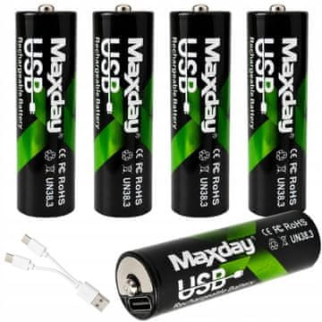 Verkgroup 4x samopolnilna akumulatorska baterija AA li-ion 1466mAh USB-C