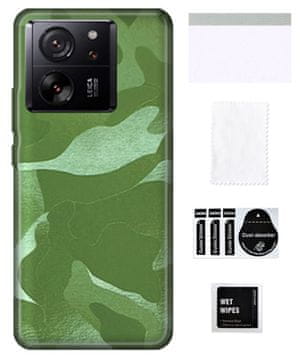 Zaščitna folija za XIAOMI 13T na hrbtni strani telefona, kamuflažno zelena, trpežna TPU koža