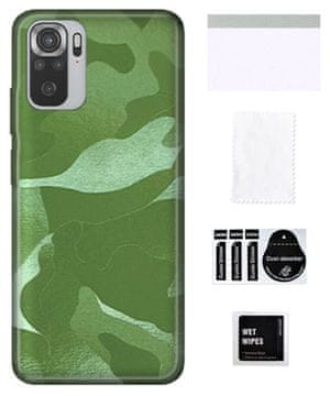 Zaščitna folija za XIAOMI REDMI NOTE 10 4G na hrbtni strani, kamuflažno zelena TPU koža