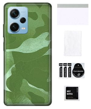 Zaščitna folija za XIAOMI REDMI NOTE 12 PRO PLUS na hrbtni strani, kamuflažno zelena koža