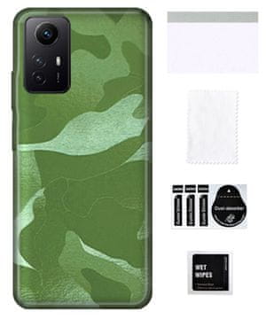Zaščitna folija za XIAOMI REDMI NOTE 12S na hrbtni strani, kamuflažno zelena, močna TPU koža