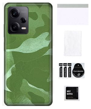 Zaščitna folija za XIAOMI REDMI NOTE 12 PRO na hrbtni strani, kamuflažno zelena TPU koža