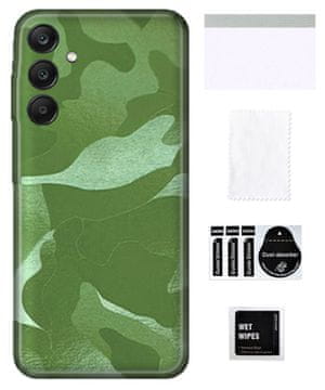 Zaščitna folija za SAMSUNG GALAXY A25 5G na hrbtni strani, kamuflažno zelena, močna TPU koža
