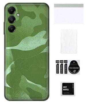 Zaščitna folija za SAMSUNG GALAXY S25 na hrbtni strani, kamuflažno zelena TPU koža