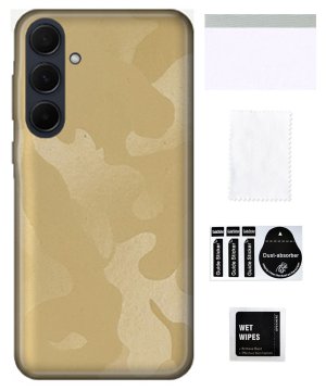 Zaščitna folija za SAMSUNG GALAXY A35 na hrbtni strani, kamuflažna krema, trpežna TPU koža