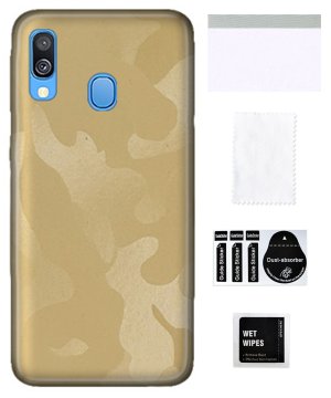 Zaščitna folija za SAMSUNG GALAXY A40 na hrbtni strani, kamuflažna krema, trpežna TPU koža