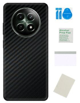 Zaščitna folija za REALME 12 5G karbonsko črna 3D koža za hrbtno stran telefona