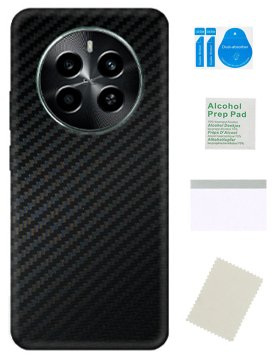 Zaščitna folija za REALME 12 4G karbonsko črna 3D koža za hrbtno stran telefona