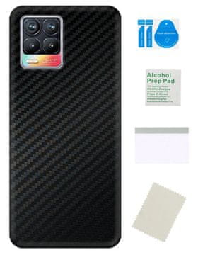 Zaščitna folija za REALME 8 / 8 PRO karbonsko črna 3D skin za hrbtno stran telefona