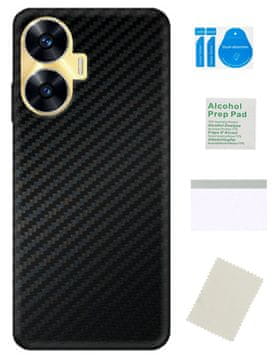 Zaščitna folija za REALME C55 na hrbtni strani telefona, karbonsko črna 3D koža