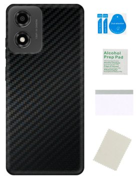 Zaščitna folija za MOTOROLA MOTO E14 karbonsko črna 3D skin za hrbtno stran telefona