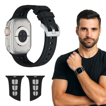 Silikonski pašček SMART WARCH BAND za Apple Watch 38mm 40mm 41mm črne barve