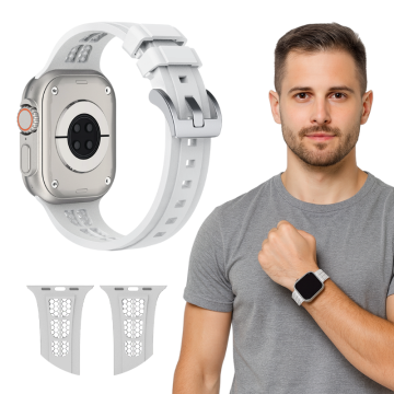 Pašček SMART WARCH BAND za Apple Watch 38mm 40mm 41mm bel silikonski pašček