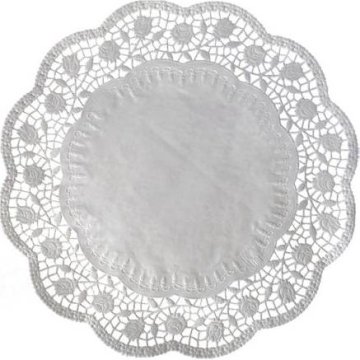 Okrasna čipka okrogla bela 18cm 100 kosov - Wimex