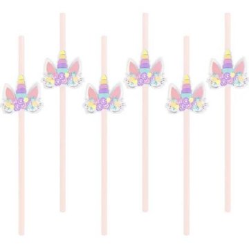 Slamice z enorogi 6 kosov 19,5 cm - Party Pal