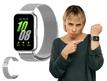 Pašček za uro SAMSUNG GALAXY FIT 3, srebrn, magnetni, COLORS