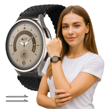 Pašček za Samsung Galaxy Watch 4 5 6 7 40mm 42mm 46mm Classic Pro črne barve