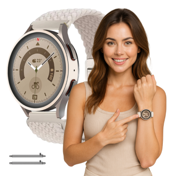 Pašček za Samsung Galaxy Watch 4 5 6 7 40mm 42mm 46mm Classic Pro bež