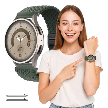 Pašček za Samsung Galaxy Watch 4 5 6 7 40mm 42mm 46mm Classic Pro zelen