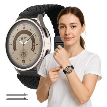 Univerzalni pašček za Samsung Galaxy Watch 6 Classic 47 mm, črne barve, 20 mm