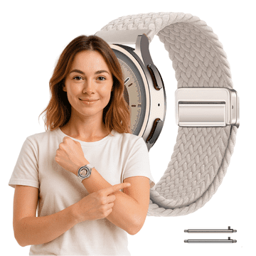 Pašček za Samsung Galaxy Watch 6 Classic 47 mm, bež, teleskopski 20 mm