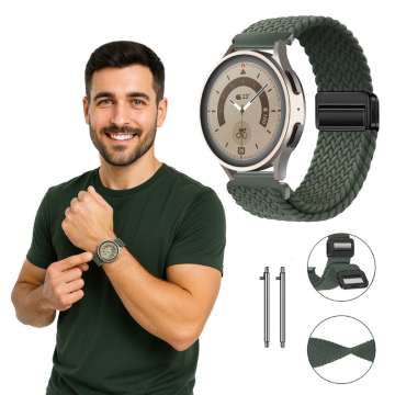 Pašček za Samsung Galaxy Watch 6 Classic 47 mm, zelen, teleskopski 20 mm