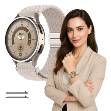 Pašček za Huawei Watch GT 5 Pro 42 mm bež s teleskopi COLORS 18 mm