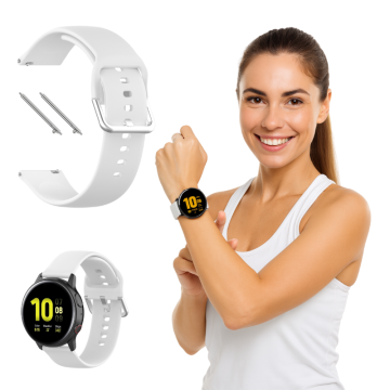 Silikonski pašček za Samsung Galaxy Watch 46mm, 3 45mm, S3 Classic, bel 22mm
