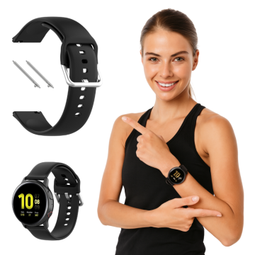 Silikonski pašček za Samsung Galaxy Watch 46mm, 3 45mm, S3 Classic, črne barve, 22mm