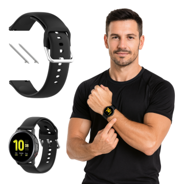 Silikonski pašček za Huawei Watch GT2 GT3 42mm Pro 43mm, črne barve, 20mm