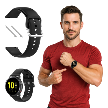 Pašček za Samsung Galaxy Watch 4 5 6 7 40mm/44mm/45mm/46mm/47mm Pro črne barve