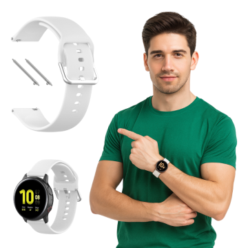 Silikonski pašček za Garmin Vivomove Vivoactive 3 Forerunner Venu, bel, 20 mm