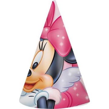 Papirnati klobuk za zabavo roza Minnie 6 kosov - Cakesicq