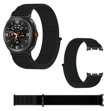 Pašček za Samsung Galaxy Watch 8 40mm/44mm/ 8 Classic 46mm črn najlon
