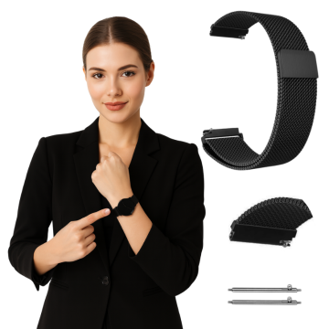 Pašček za HUAWEI WATCH GT2 GT3 GT 2 3 42MM 43MM ELEGANTNA črna zapestnica