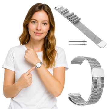 Pašček za Garmin Forerunner255S 265S Vivoactive Venu4S kovinsko srebrn 18 mm