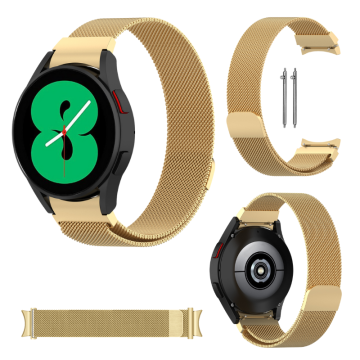 Pašček za Samsung Galaxy Watch 4 5 6 7 40/44/45/46/47 mm kovinski zlati 20 mm
