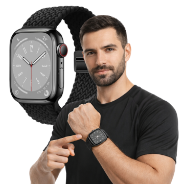 Pleten pašček za Apple Watch 38 mm 40 mm 41 mm črne barve, močan
