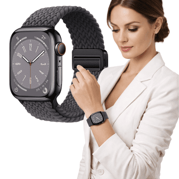 Pleten pašček za Apple Watch 38 mm 40 mm 41 mm, velikost L, siv