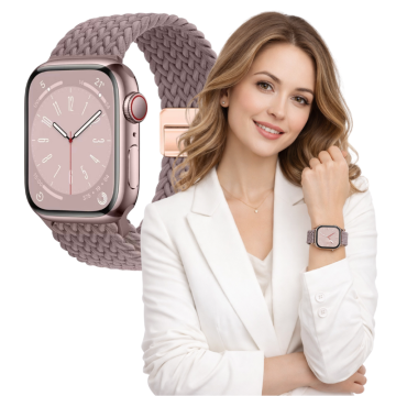 Pleten pašček za Apple Watch 38 mm 40 mm 41 mm, velikost L, roza