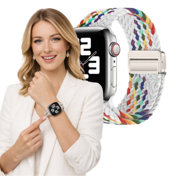 Pleten pašček za Apple Watch 38 mm, 40 mm, 41 mm, velikost L, močne bele barve