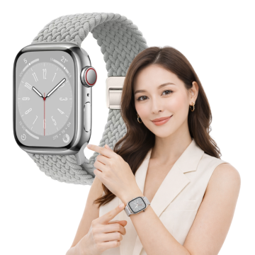 Pleten pašček za Apple Watch 42 mm 44 mm 45 mm 49 mm, velikost L, siv, vzdržljiv