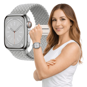 Pleten pašček za Apple Watch 38 mm 40 mm 41 mm, velikost L, siva zapestnica