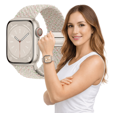 Pleten pašček za Apple Watch 38 mm 40 mm 41 mm, velikost L, bež